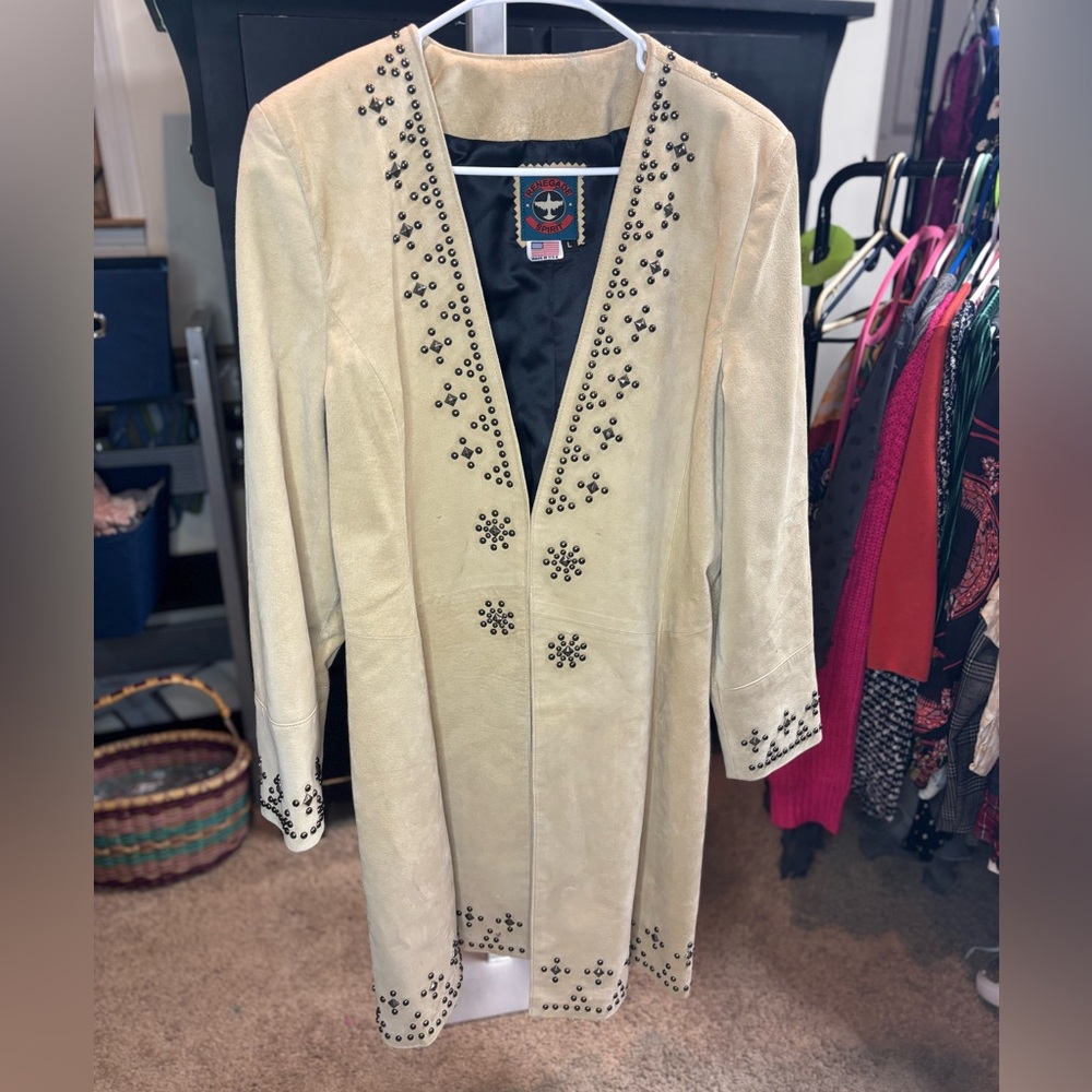 Renegade Spirit Beige Embellished Long Coat